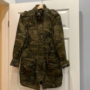 Express Camo Print Military Jacket with Adjustable Waist in Size Small